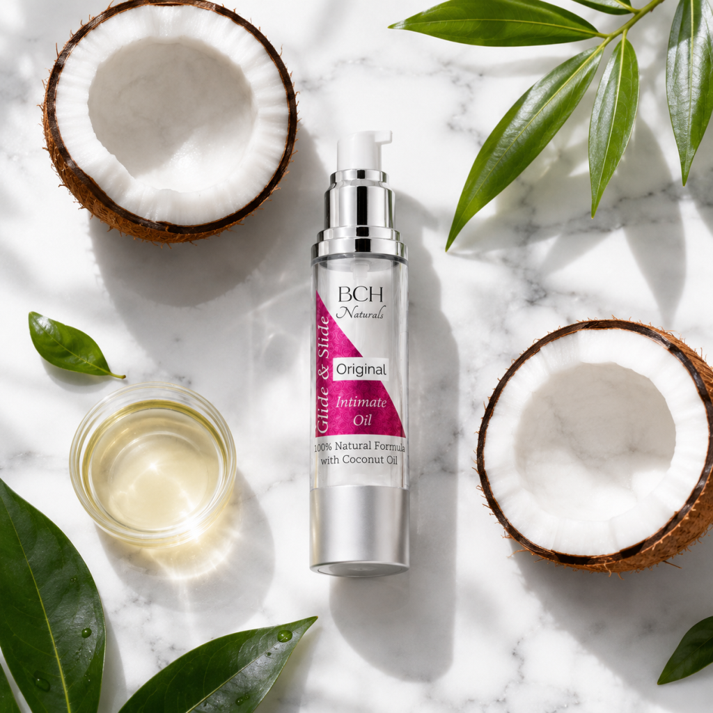 Coconut Pleasure Oil made of blend of coconut Oils