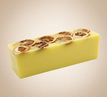 Orange Serene artisan soap bar Loaf before the soap it sliced into 100g gift ready bars