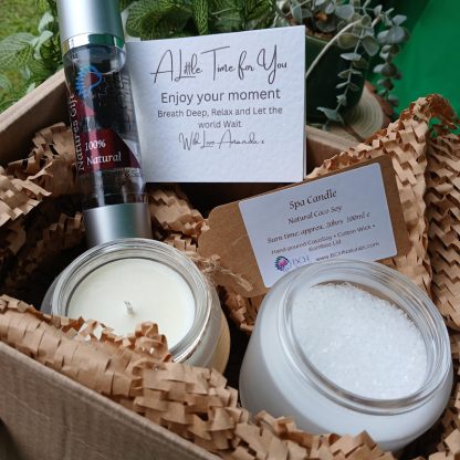 Postal Box with The Candle, Lube and Bath Salts - with a Thank you Card