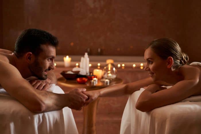Couples massage with candles and Intimate Massage Oils