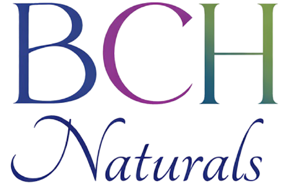 BCH Naturals logo in blue, purple and green lettering