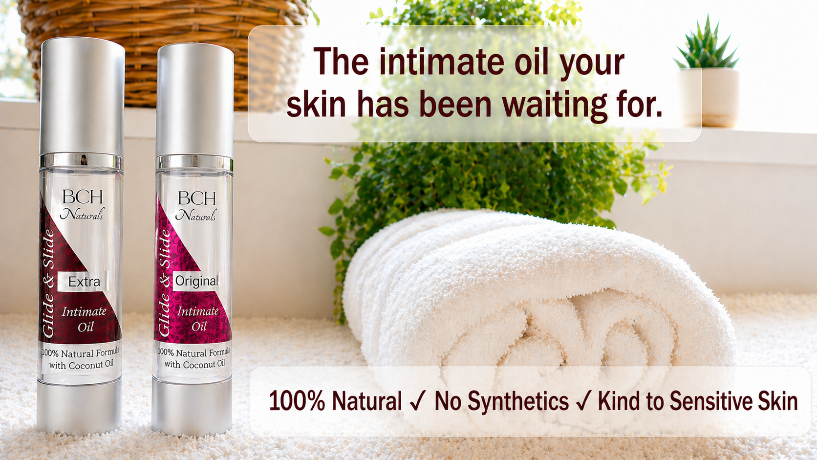 The intimate oil your skin has been waiting for, 100% Natural, No Synthetics, Kind To Skin