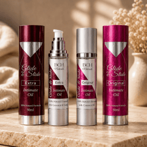 On a marble slab Glide & Slide Duo | Coconut Oil & Hemp Seed Oil Personal Lubricants 2 bottles of 50ml