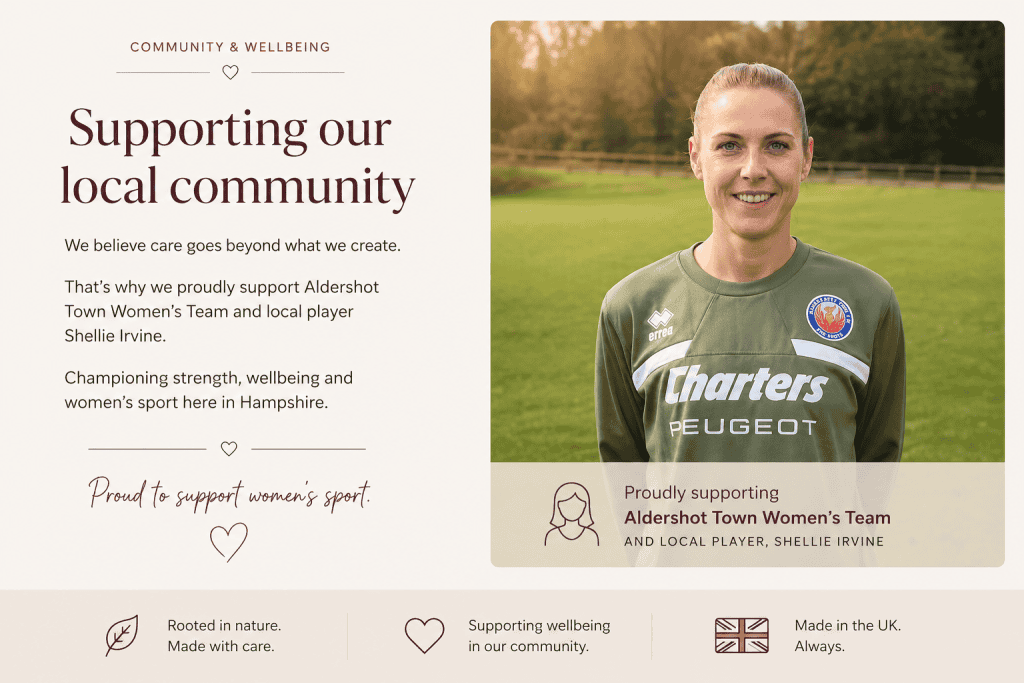 supporting women's wellness sponsoring local footballer Shellie Irvin