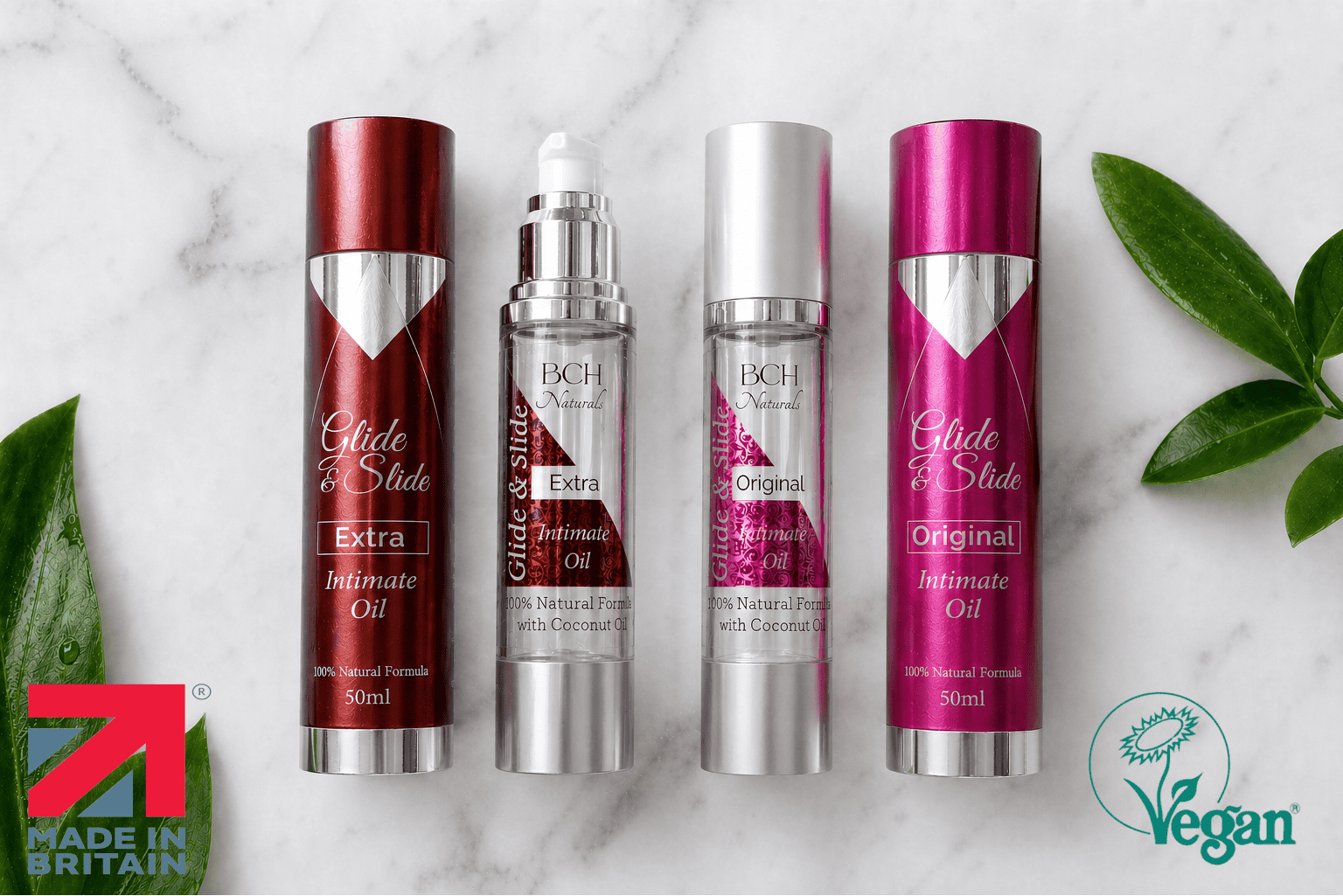 with made in britain and Vegan society logos Glide & Slide Extra & original